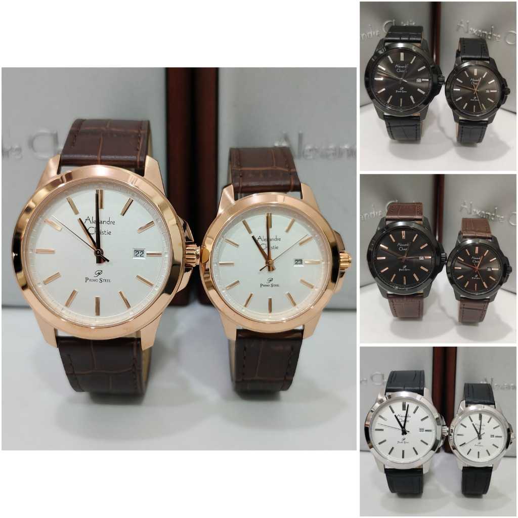 Jam Couple Alexandre Christie AC1017 AC 1017 Leather Original Garansi Resmi Alexander Christie Free 