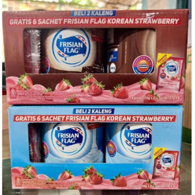 

(Beli 2 Gratis 6sch) FRISIAN FLAG Bendera Kental Manis isi 2 Kaleng Gratis Korean Strawberry 370gr