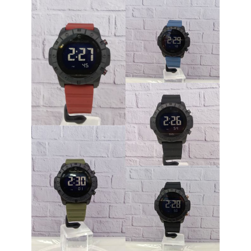 Jam tangan pria digital Alexandre Christie AC 9364 MH Rubber Strap