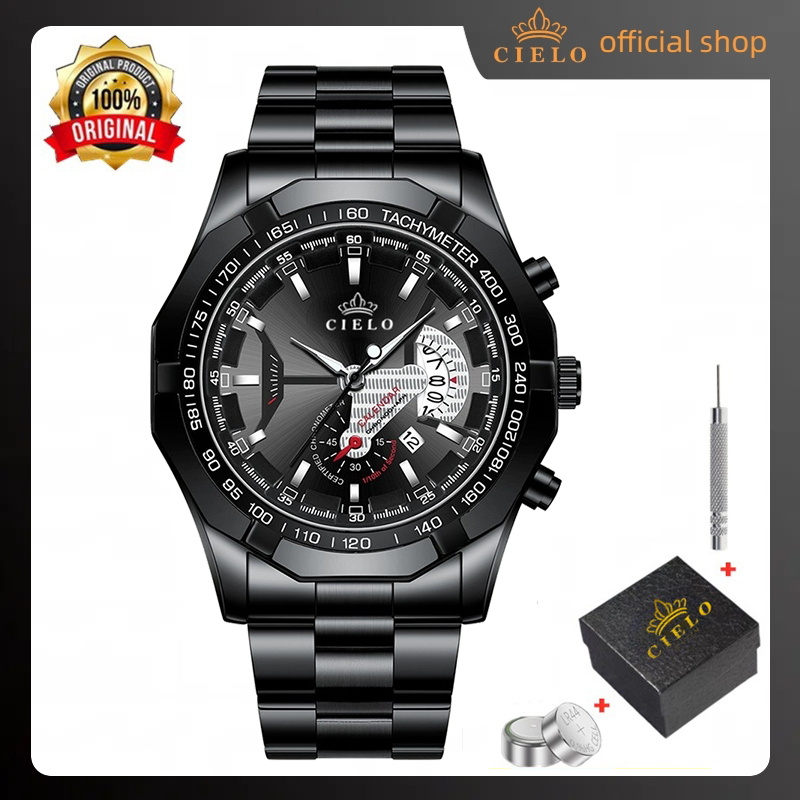 CIELO S001 Jam Tangan Pria Anti Air Original Luxury Stainless Steel COD Free BOX+Kartu