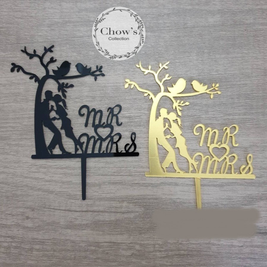 Cake Topper MR MRS Full Body / Tusukan Hiasan Kue Acrylic JUMBO