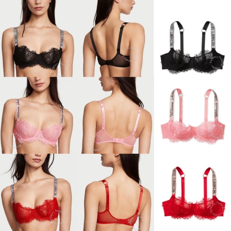 Victoria Secret Very Sexy Wicked Unlined Lace Shine Strap Bra 32DDD 11220330