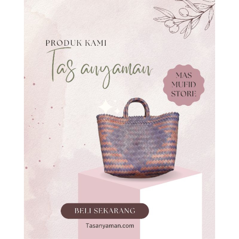 TAS ANYAM PLASTIK  LURIK Tanggung (M) /TAS PASAR MOTIF WARNA / Tas Plastik
