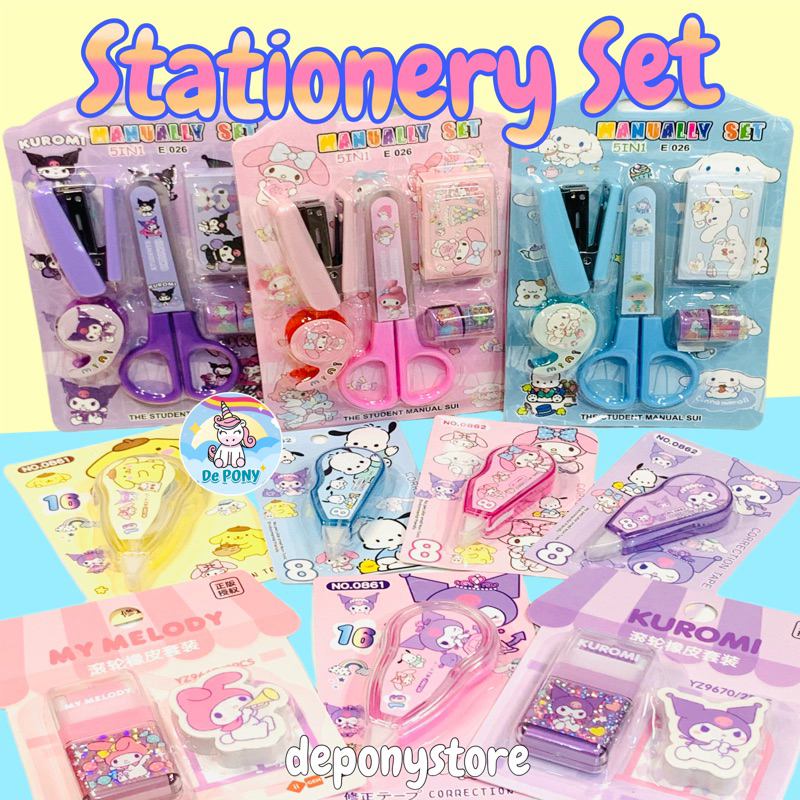 

Stasionary set penghapus correctiontape gunting staples sanrioo