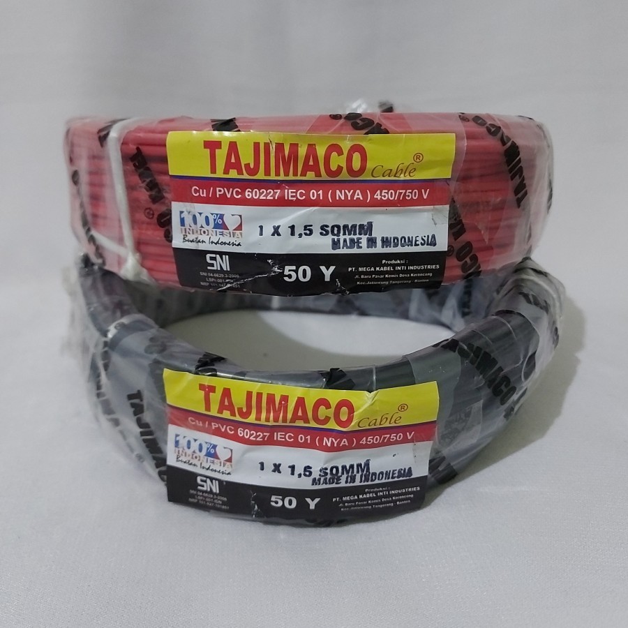 Kabel Listrik Tunggal Tajimaco NYA 1,5mm (50 Yard)
