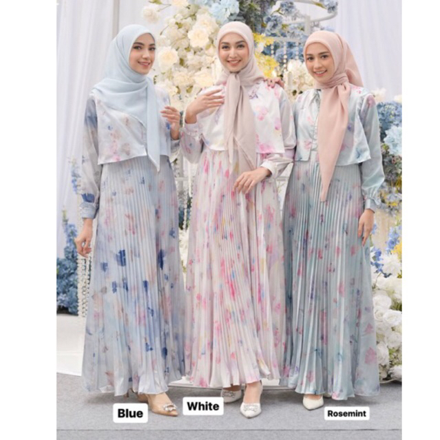 Starla Dress by Vanilla Hijab BLUE WHITE ROSEMINT IRISH
