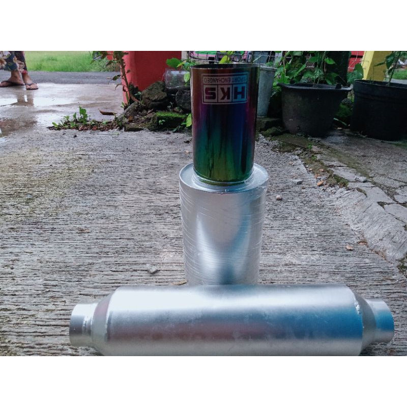 Knalpot Mobil Racing HKS+Resonator type suara Bass Kering Cocok Untuk Semua Jenis Mobil Berbahan Bak