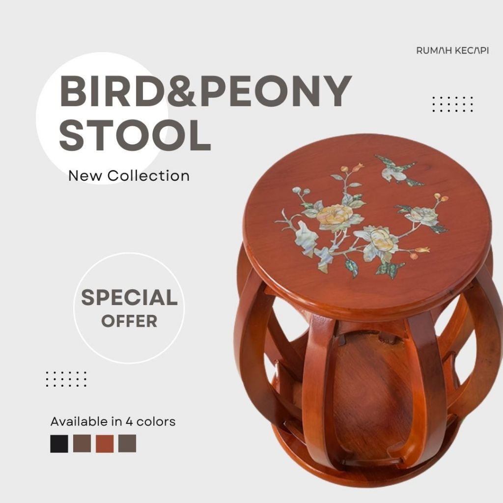 Kursi Guzheng Bird and Peony / Stool Guzheng Bird and Peony