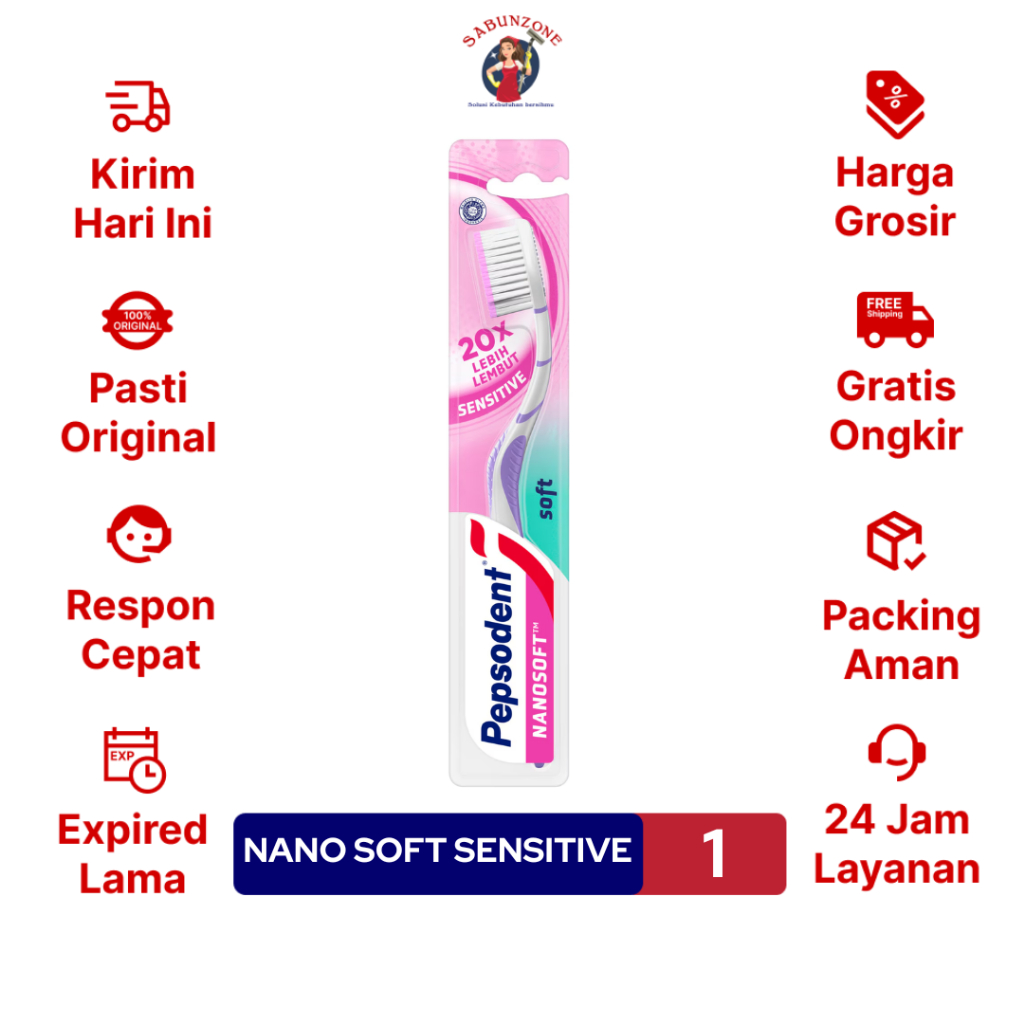 Sikat Gigi Pepsodent Nano Soft Sensitive isi 1 Pcs