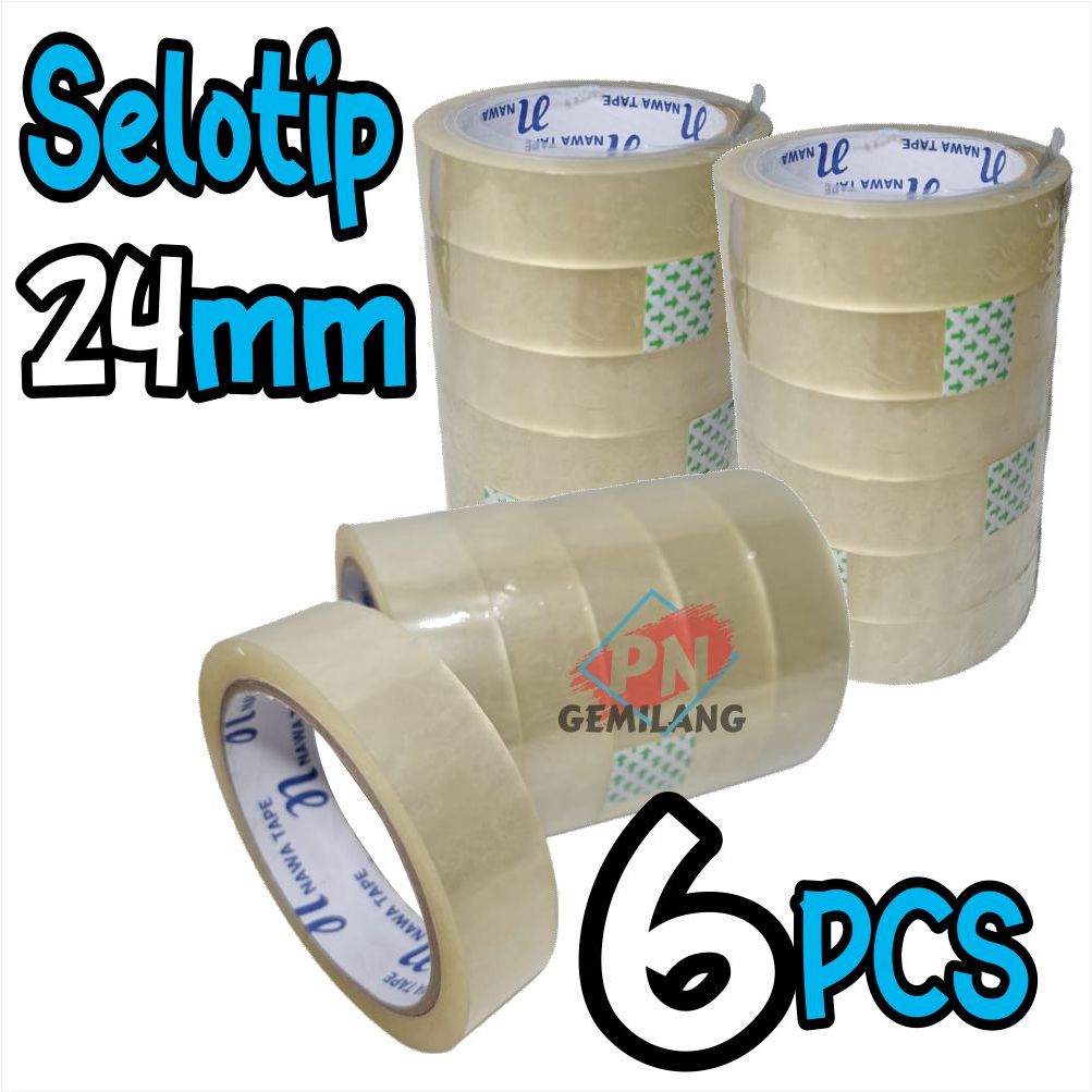 

LAKBAN KECIL BENING / SOLATIP / SELOTIP / isolasi bening UKURAN 12MM & 24MM X 75 yard Harga 6 Pcs