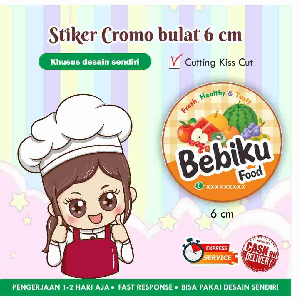 

[28 pcs] Stiker Cromo / chromo / Stiker bulat / Label kemasan uk 6 cm desain sendiri