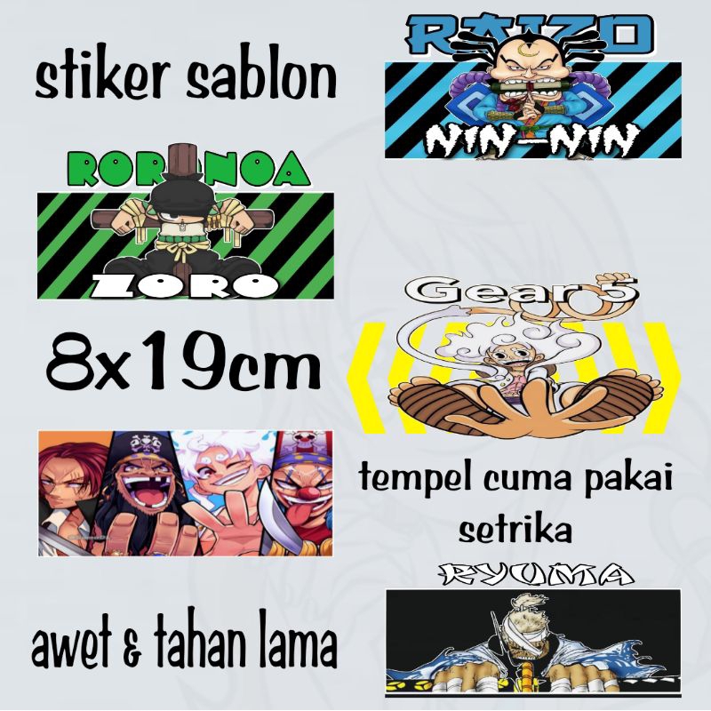 

STIKER SABLON SETRIKA ANIME ONE PIECE. TINGGAL TEMPEL PAKAI SETRIKA