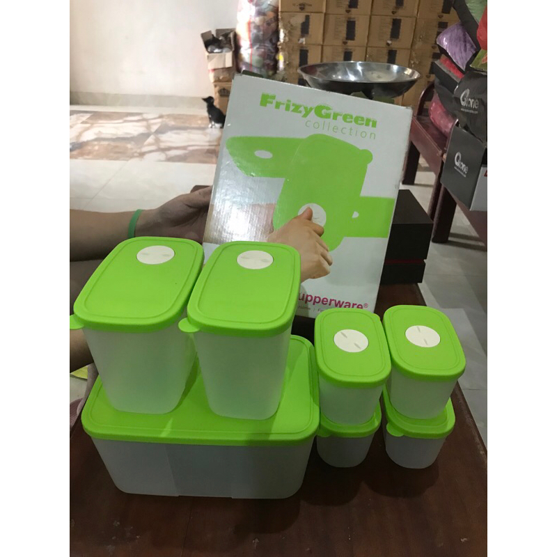 Tupperware Frizy green set isi 7 pcs | wadah simpan daging | wadah sayuran | food organizer
