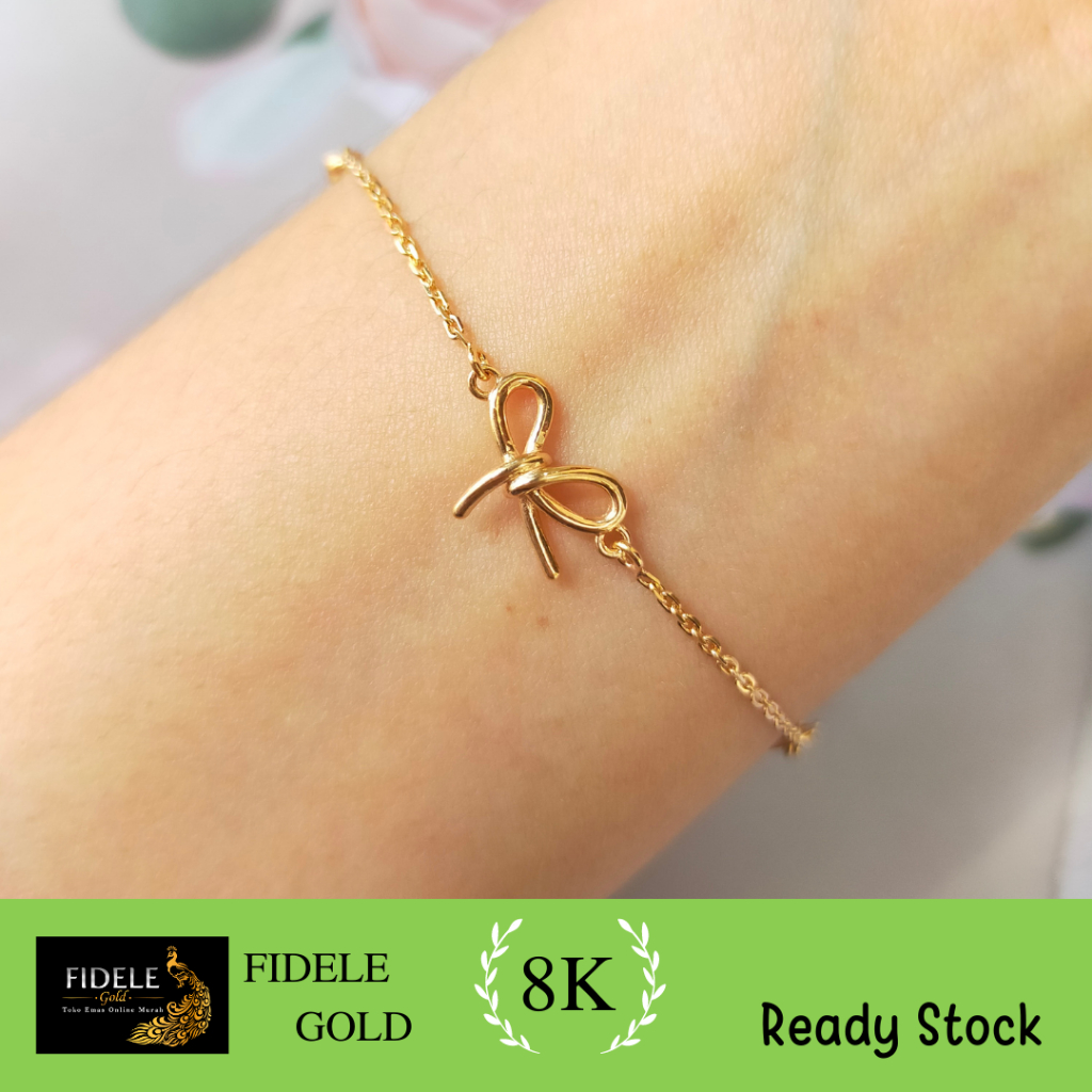 Gelang pita fashion linea emas asli kadar muda 375