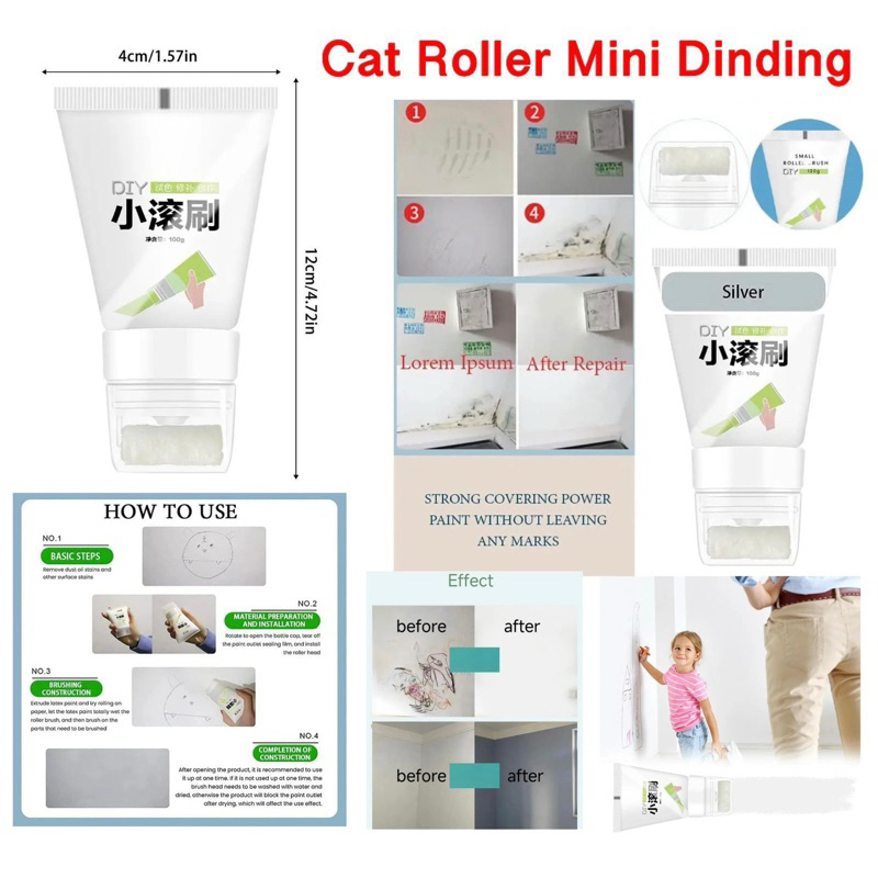 Cat Roller Tembok Putih / Cat Roller Repair Dinding Tembok / Cat Penambal Dinding / Cat Dinding Praktis