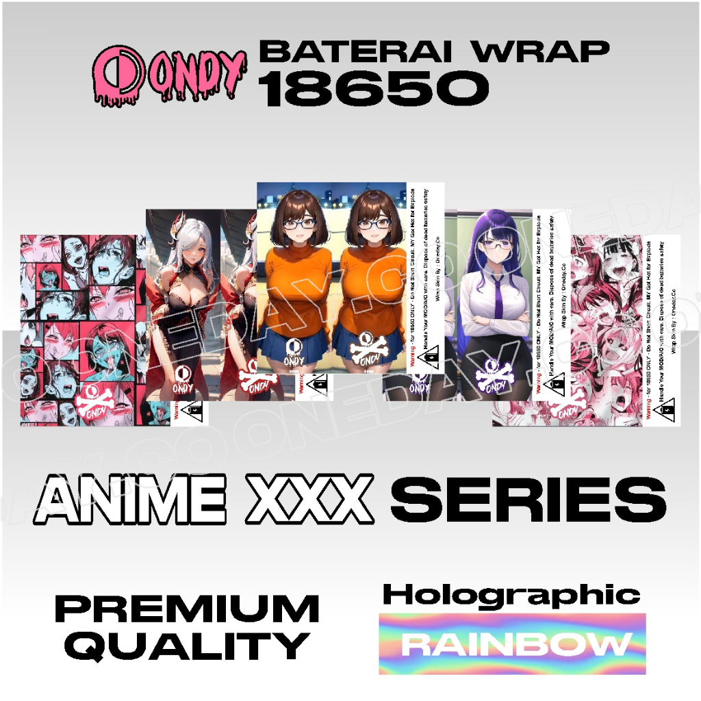 Wrap Skin Pelindung Baterai 18650 Hologram Stiker Baterai Anime Series