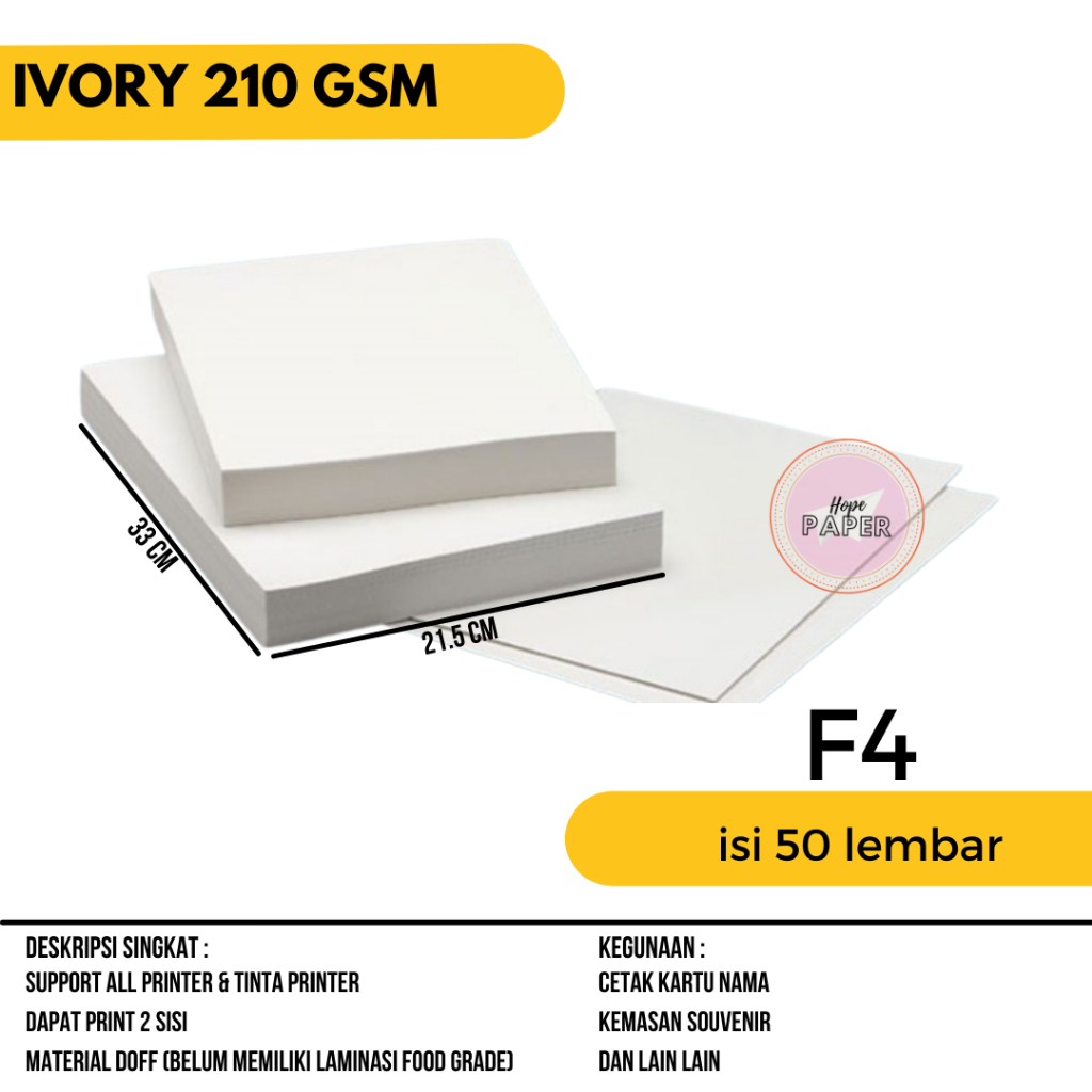 

kertas ivory 210 gsm F4 isi 50 lembar kertas ivory F4 kertas ivory 210 gram