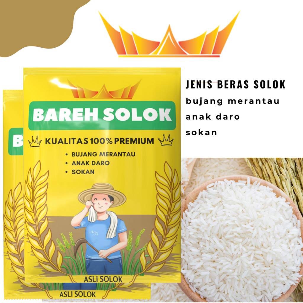 

Beras solok / Bareh Solok Kualitas Premium Tanpa campuran 5 kg/5000 gr