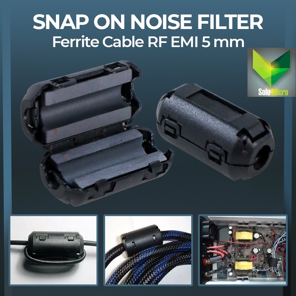SNAP On Noise Filter Ferrite Cable RF EMI 5 mm