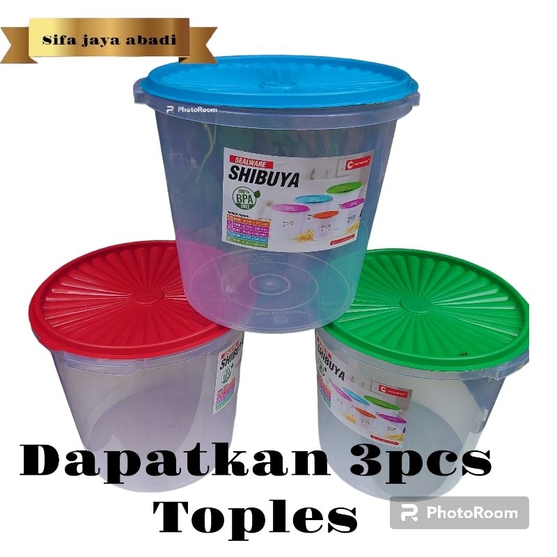 3pcs Toples plastik serbaguna 5liter/toples kerupuk toples peyek
