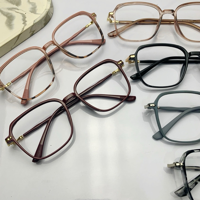 Kacamata anti radiasi wanita pria anak model stylish korea persegi gaya bingkai retro petak bening