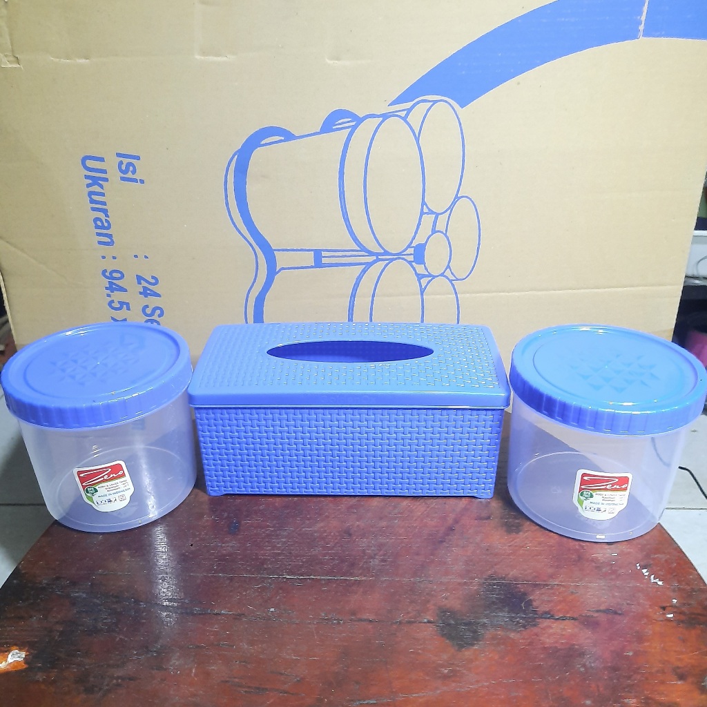 PAKET HEMAT LEBARAN Toples Plastik Kue Lebaran Set 3in1 800ml & 1300ml GRATIS Kotak Tisu Tempat Tiss
