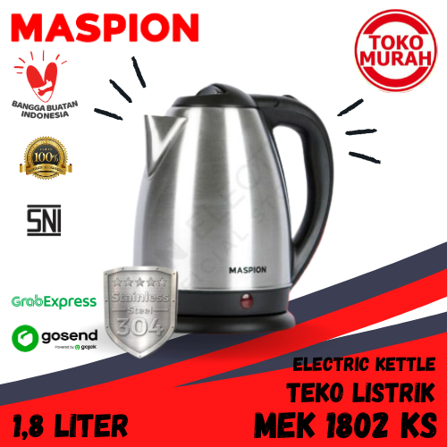 Electric Kettle/Teko Listrik/Mug Listrik MASPION MEK 1802 KS 1,8 Liter Stainless Steel 500 Watt