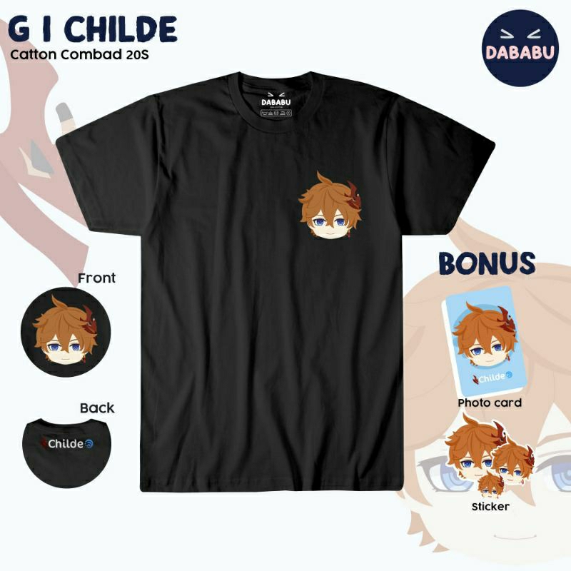 T-Shirt/Baju kaos Childe/Tartaglia ala ala nendo | Gesnhin Impact