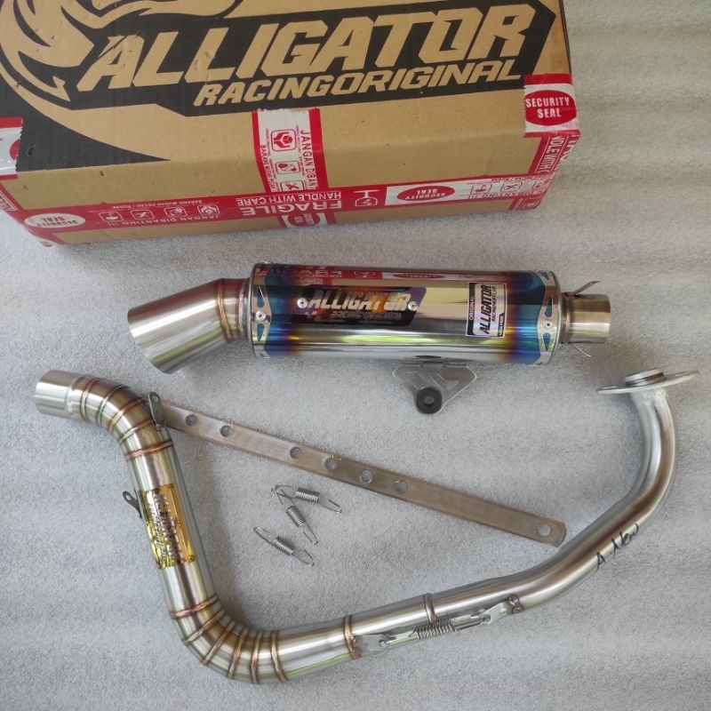 Cuci Gudang  Knalpot Samlong Alligator Titanium Look Stainless Free Breket Aerox Nmax Vario Mio