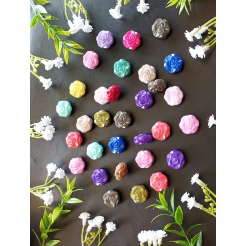 Manik Mawar 1,5 cm manik mote mawar akrilik mawar bahan gelang DIY craft