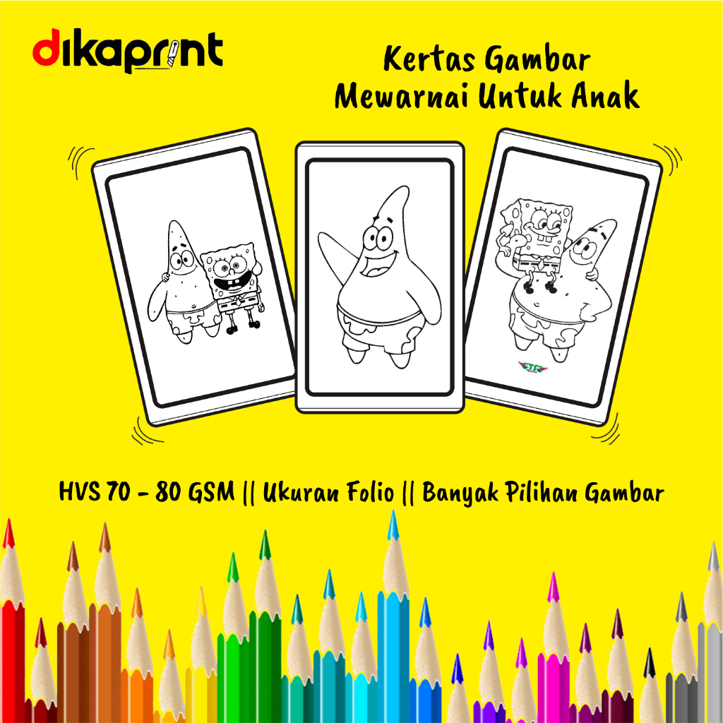 

Kertas gambar edukasi mewarna anak anak Tk SD Tema SPONGEBOB 2