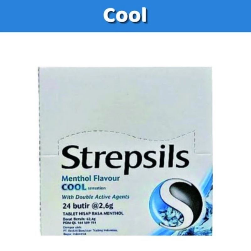 

strepsils lozenges COOL permen sakit tenggorokan / batuk gatal isi 24