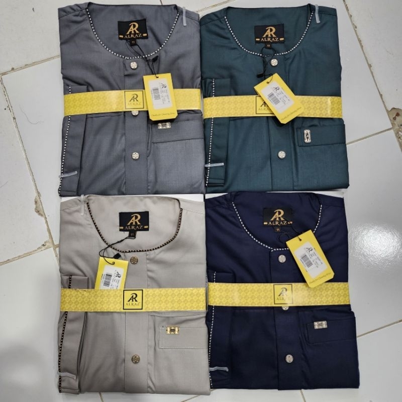 Jubah Oblong Anak Alraz Polos Motif Lis Lengan Pendek