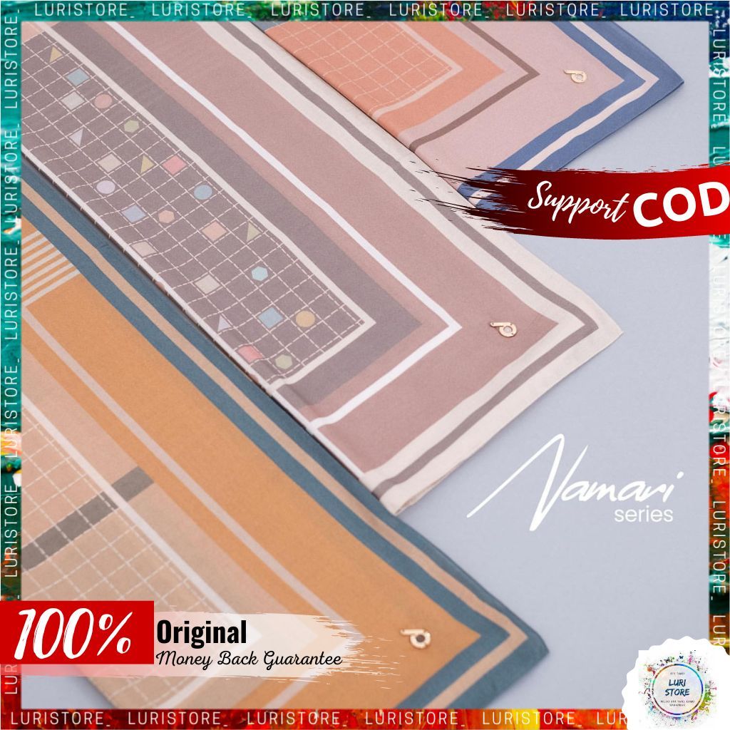 LURISTORE | DEENAY NAMARI SERIES ORIGINAL | Kerudung Segi Empat Motif Geometri Terbaru