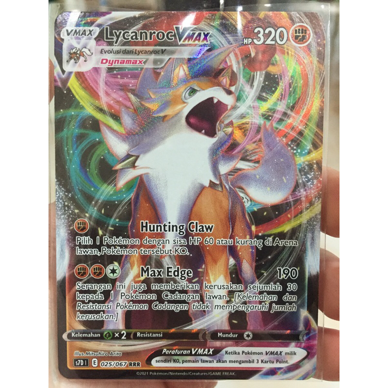 KARTU POKEMON LYCANROC VMAX RRR INDO HOLO NOT MINT
