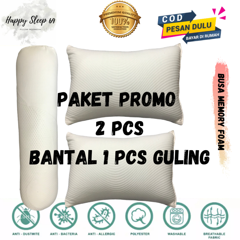 Paket Hemat1 set 2 bantal 1 guling super empuk bantal tidur bantal  full memory foam bantal hotel bi