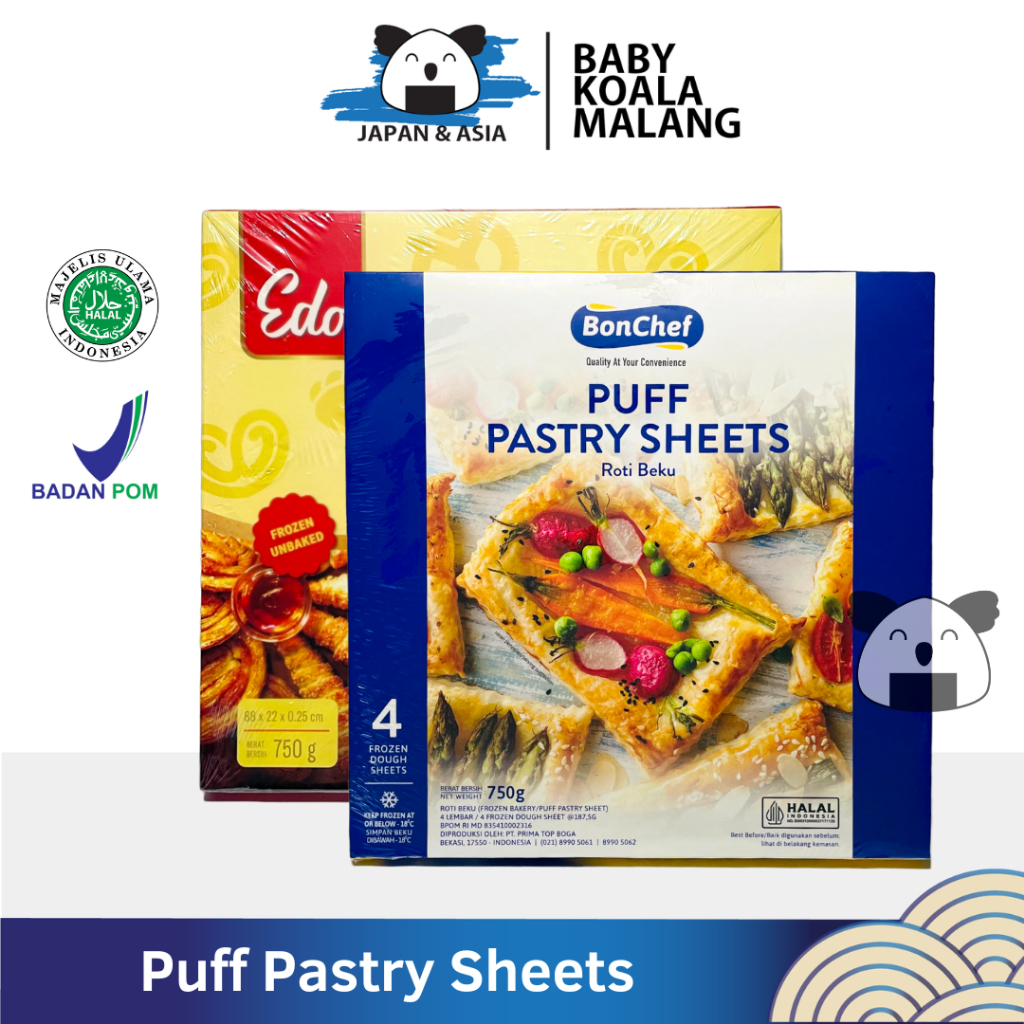

PUFF PASTRY Sheet EDO & BONCHEF 750 g Halal | Kulit Zuppa Soup-MLG