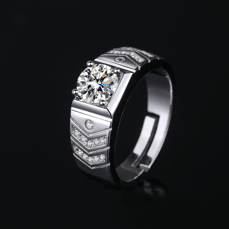 Cincin Moissanite Pria Cincin Titanium Emas Putih Cincin Perak Asli 925 Bersertifikat Cincin Berlian Permata Baru Hari Peringatan Hadiah Pacar