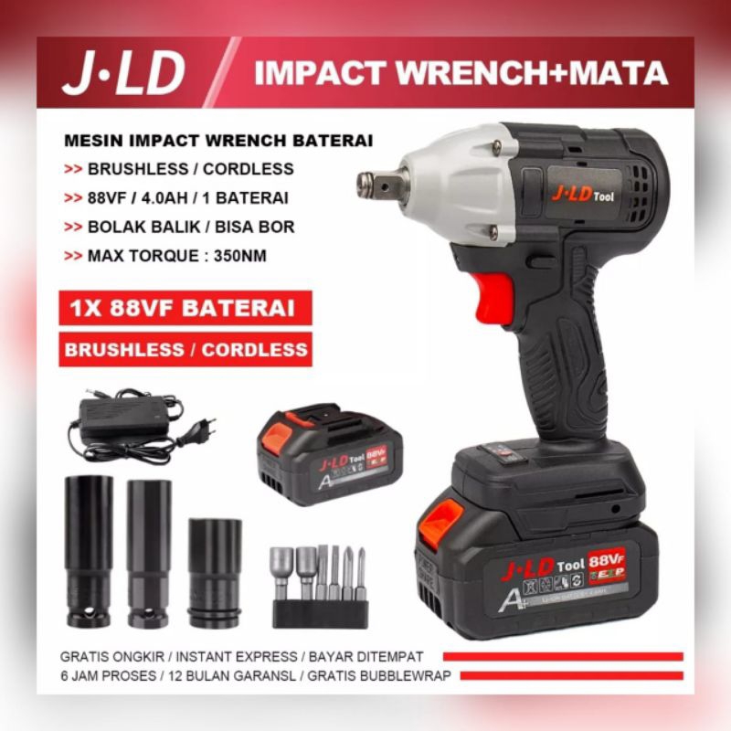 Pembuka baut JLD Tools 48S Buka Baut Cordless impact wrench 1 batrei