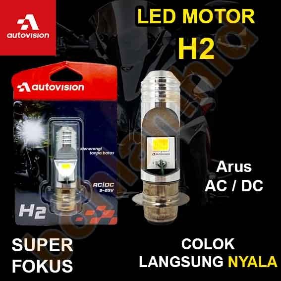 Lampu LED Motor Autovision H2 OXY Bohlam LED Motor AC DC Putih Socket H6 M5