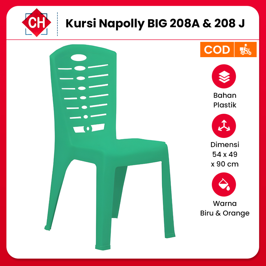 Kursi Plastik Napolly BIG 208A & 208J Kursi Teras Sandaran Bahan Berkualitas