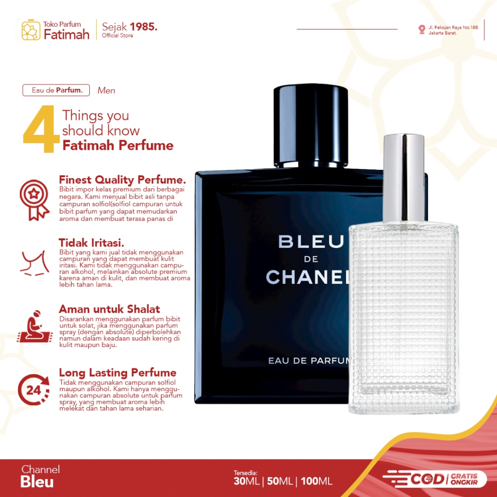 Parfum Perfum Bleu de Chanel Botol Cassa Glass 30 50 100 ML - 30ml
