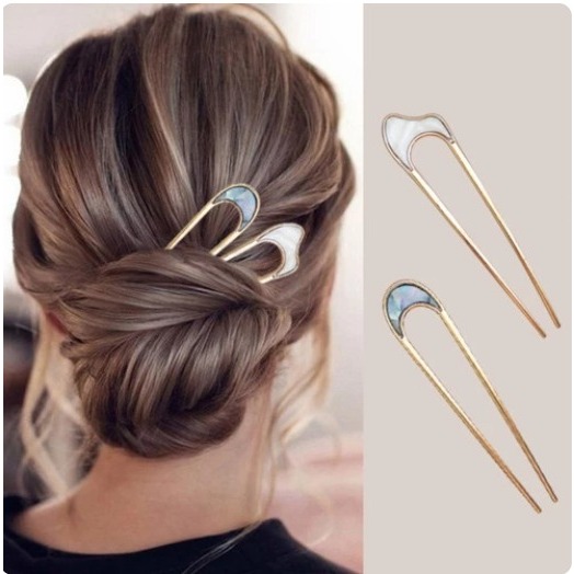 Tusuk Sanggul Bentuk U Jepit Rambut Gaya Jepang Vintage Bahan Metal H140