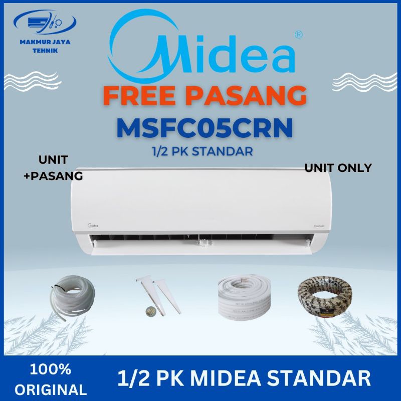 AC MIDEA 1/2 PK MSFC05CRN UNIT + PASANG