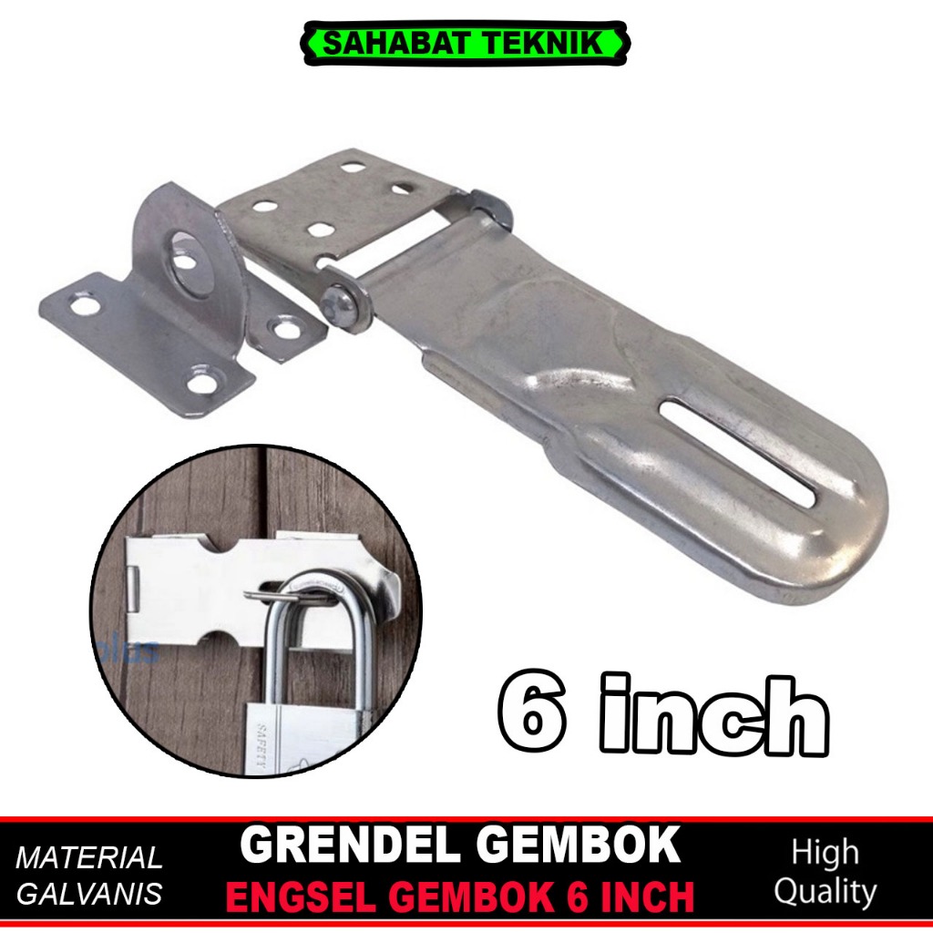 Overpal Tekuk Galvanis Tebal 6 " inch / Grendel Gembok 6 inch / Slot Gembok