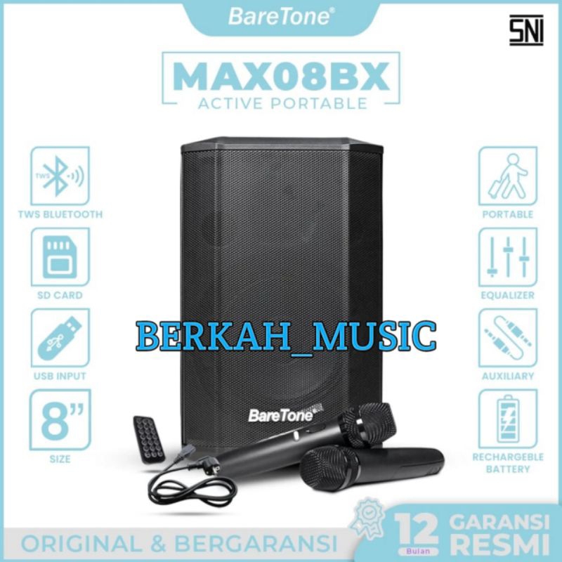 Baretone Speaker Portabel Max08bx original Speaker 8inch