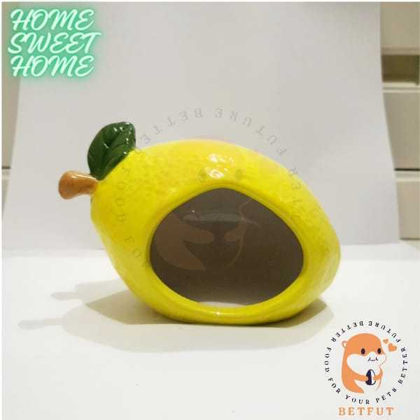 Rumah keramik hamster motif lemon / hamster house / hamster hideout / rumah keramik lemon hamster