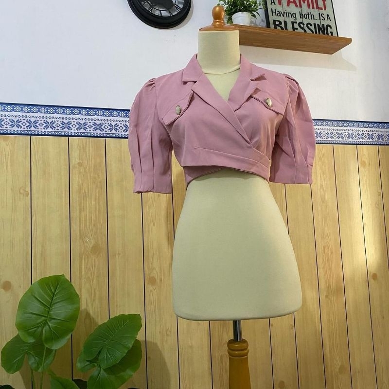 Blazer Crop/Blazer Wanita/Blazer Casual/Blazer Pink