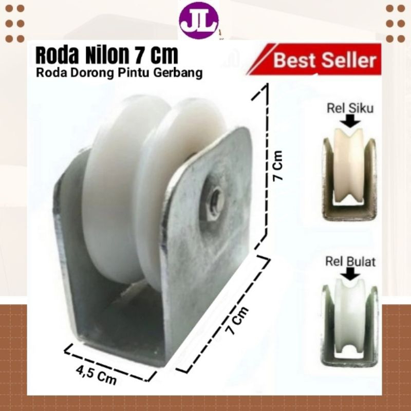 Roda Pagar Nilon Ukuran 7 cm Pintu Besi Roda Gerbang Nilon Ukuran 7 cm Pintu Besi
