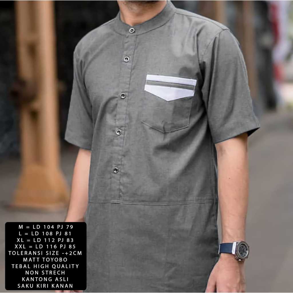 BEST SELLER  Baju Kemeja  Koko Pria Dewasa Terbaru Model Moden Variasi Warna Grey Bahan Premium Baju Muslim Atasan Pria Murah Bagus Pakaian Kasual